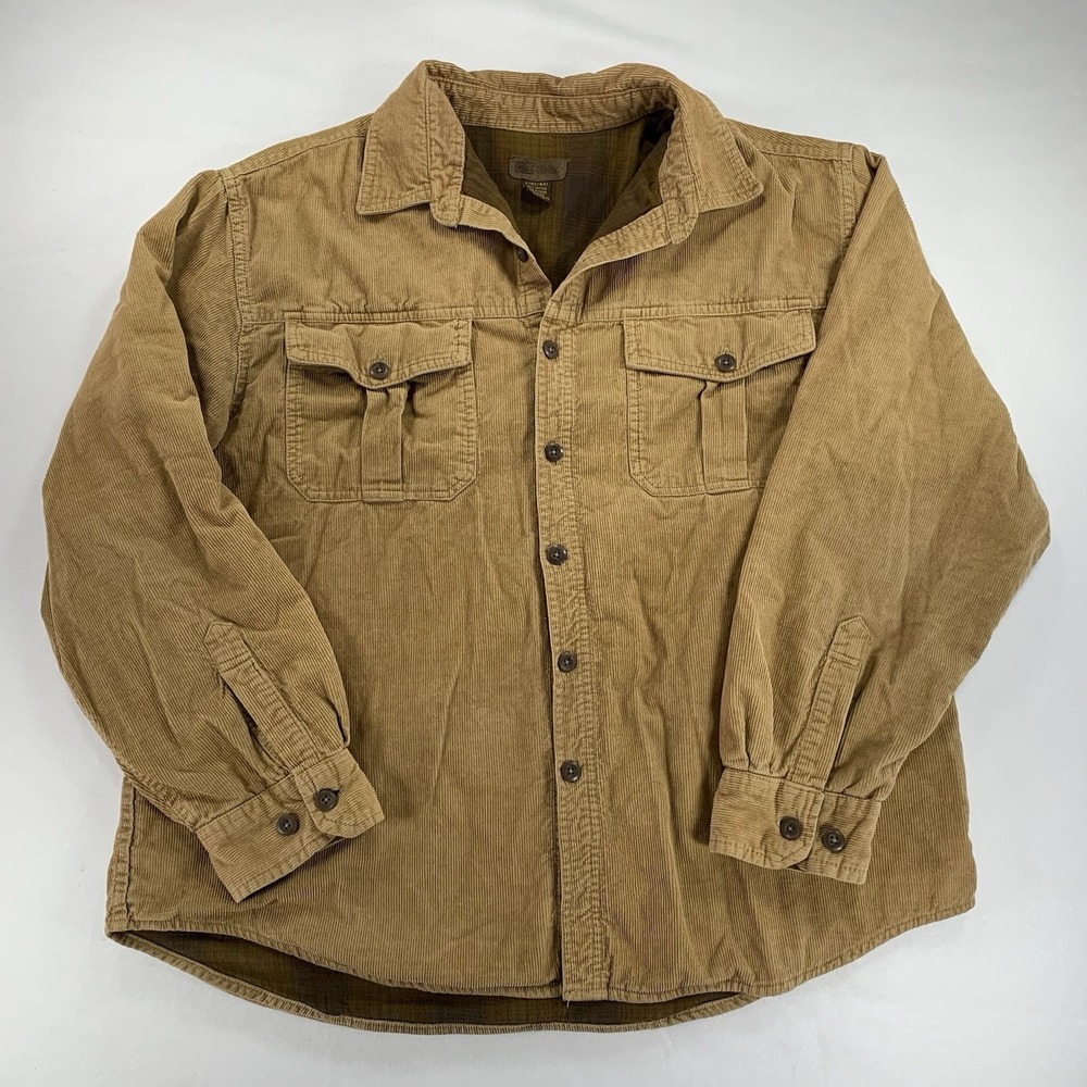 VTG Faded Glory Shaket Men's L 42/44 Corduroy Flannel Lined Tan‎ Jacket Rustic
